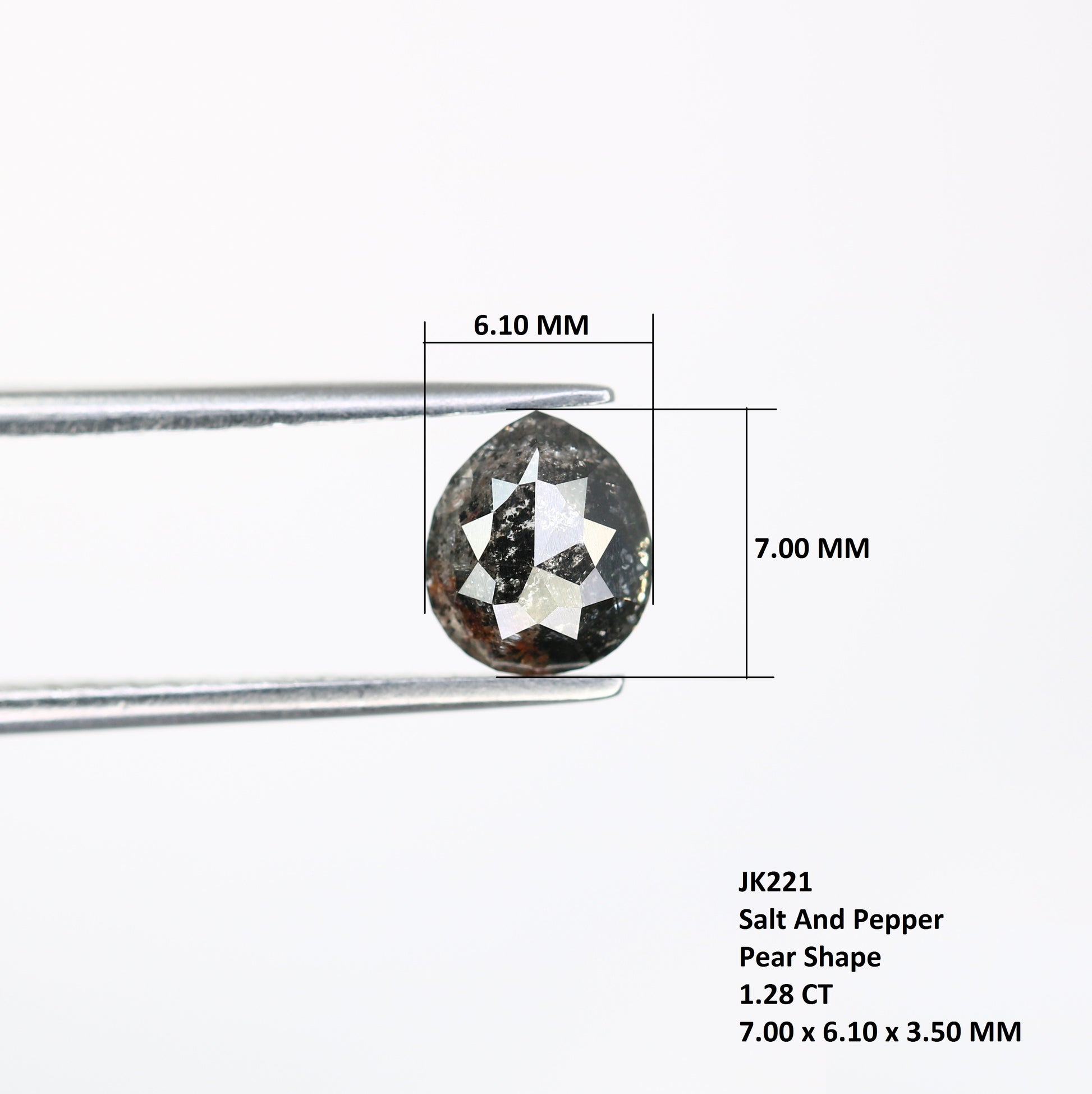 1.28 CT Pear Shape Salt And Pepper Diamond For Engagement Ring - JayKrishna Diamond