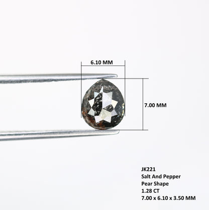 1.28 CT Pear Shape Salt And Pepper Diamond For Engagement Ring - JayKrishna Diamond