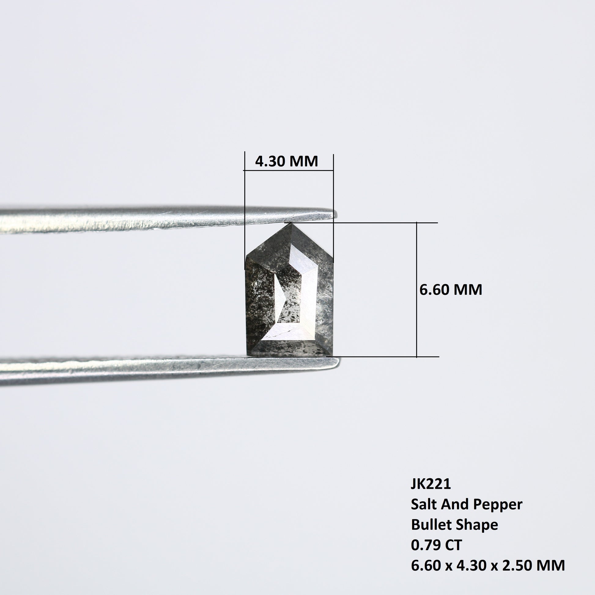 0.79 CT Salt And Pepper Bullet Shape Diamond For Engagement Ring - JayKrishna Diamond