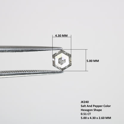 0.51 CT Hexagon Shape 5.00 MM Salt And Pepper Diamond For Wedding Ring - JayKrishna Diamond