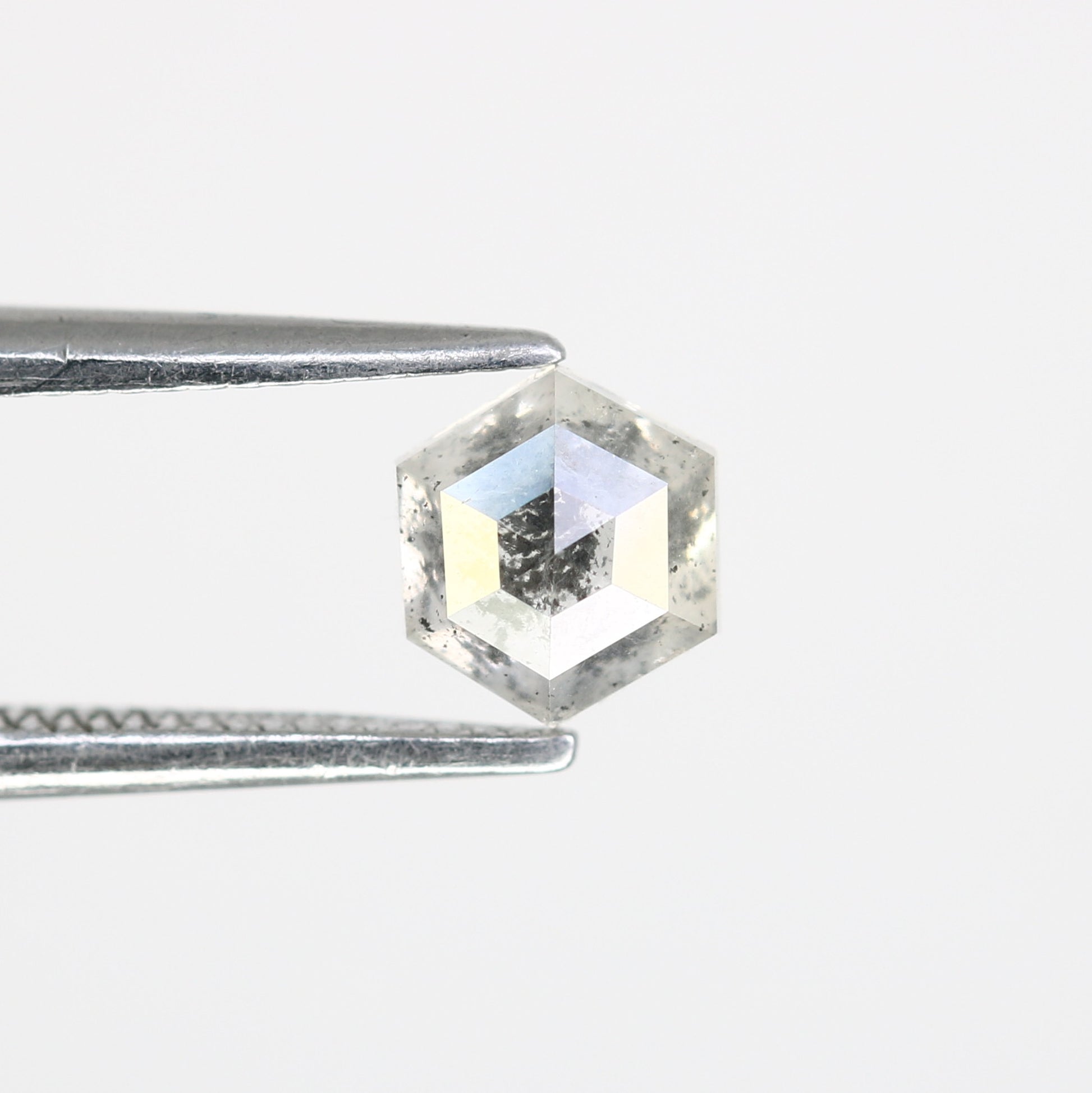 0.66 CT Hexagon Shape 5.40 MM Salt and Pepper Diamond for Engagement Ring - Unique Gemstone for Custom Bridal Jewelry Designs - JayKrishna Diamond