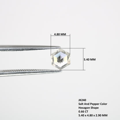 0.66 CT Hexagon Shape 5.40 MM Salt and Pepper Diamond for Engagement Ring - Unique Gemstone for Custom Bridal Jewelry Designs - JayKrishna Diamond