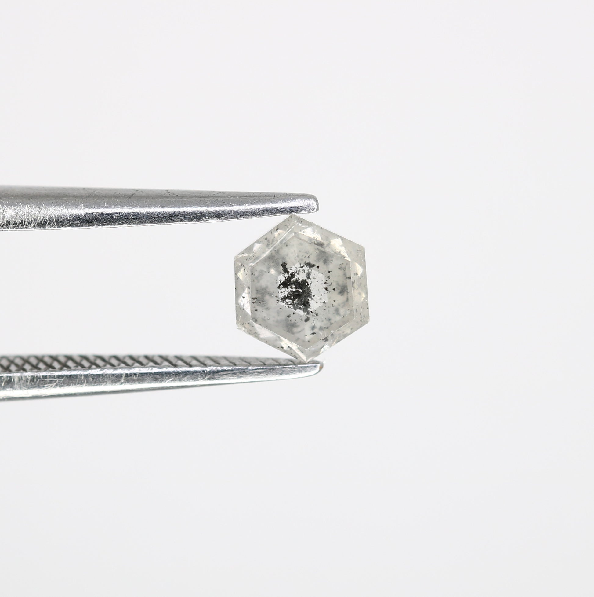 0.66 CT Hexagon Shape 5.40 MM Salt and Pepper Diamond for Engagement Ring - Unique Gemstone for Custom Bridal Jewelry Designs - JayKrishna Diamond