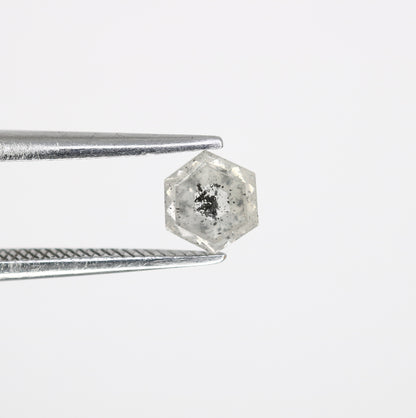 0.66 CT Hexagon Shape 5.40 MM Salt and Pepper Diamond for Engagement Ring - Unique Gemstone for Custom Bridal Jewelry Designs - JayKrishna Diamond