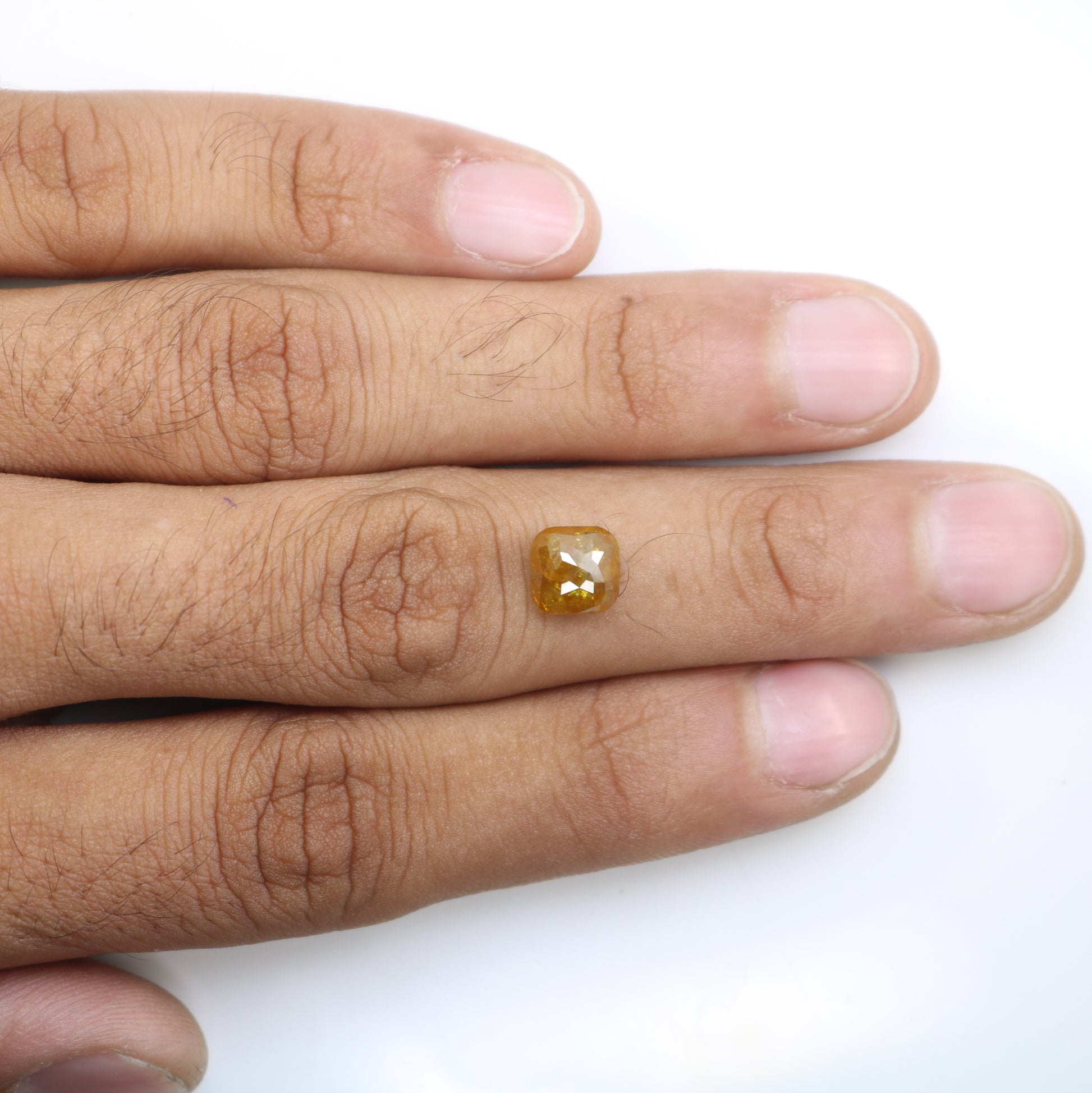 2.93 Carat Natural Loose Cushion Shape Yellow Rustic Diamond For Wedding Ring - JayKrishna Diamond