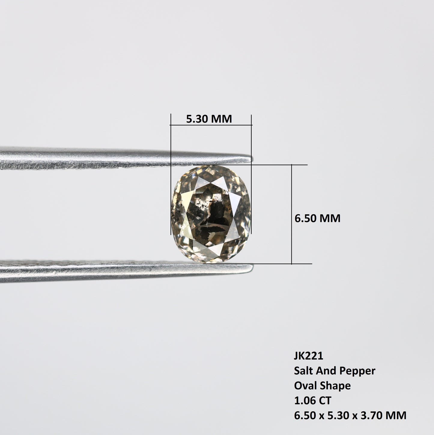 1.06 CT Oval Cut Salt And Pepper Diamond For Engagement Ring - JayKrishna Diamond
