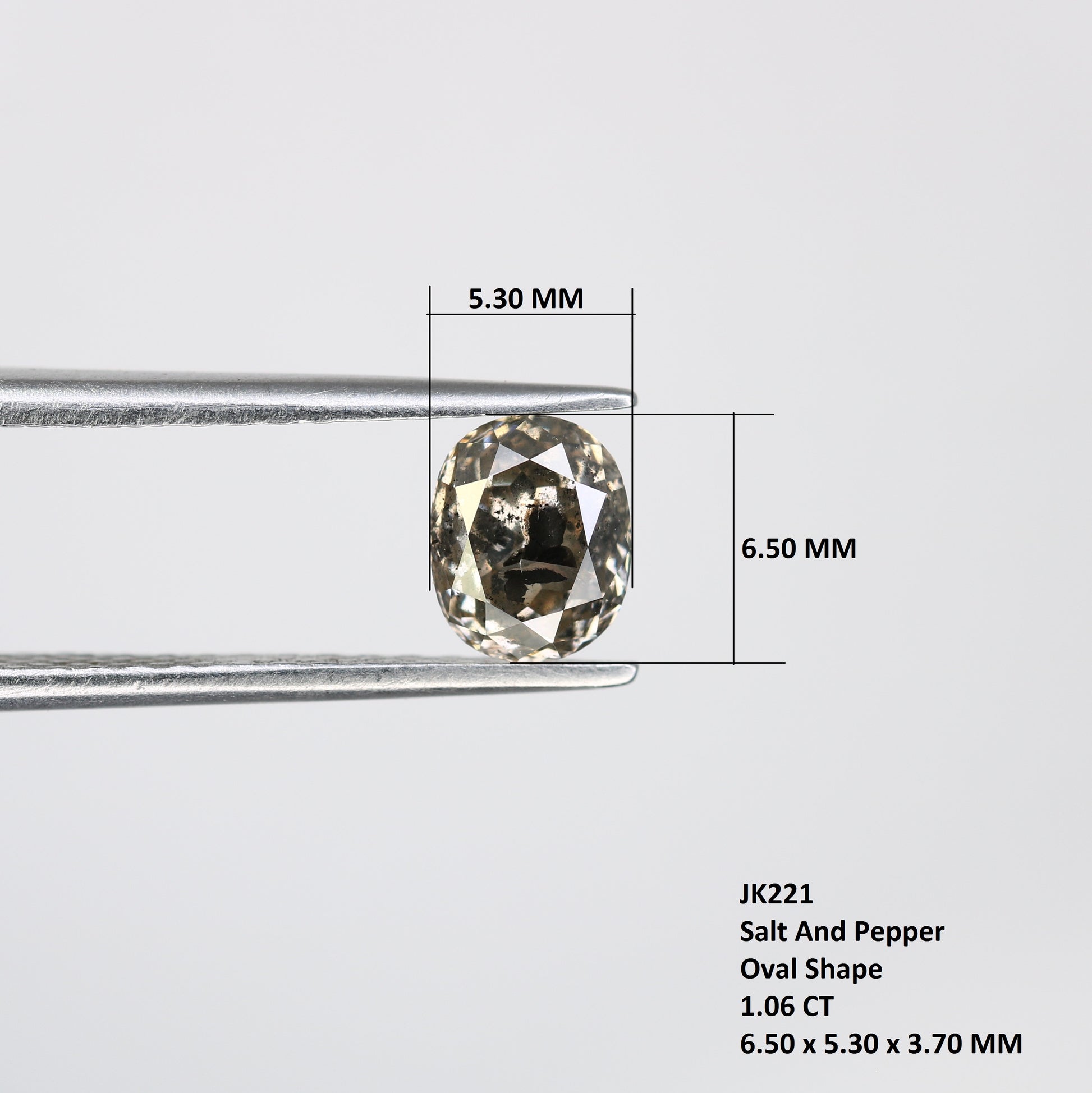 1.06 CT Oval Cut Salt And Pepper Diamond For Engagement Ring - JayKrishna Diamond