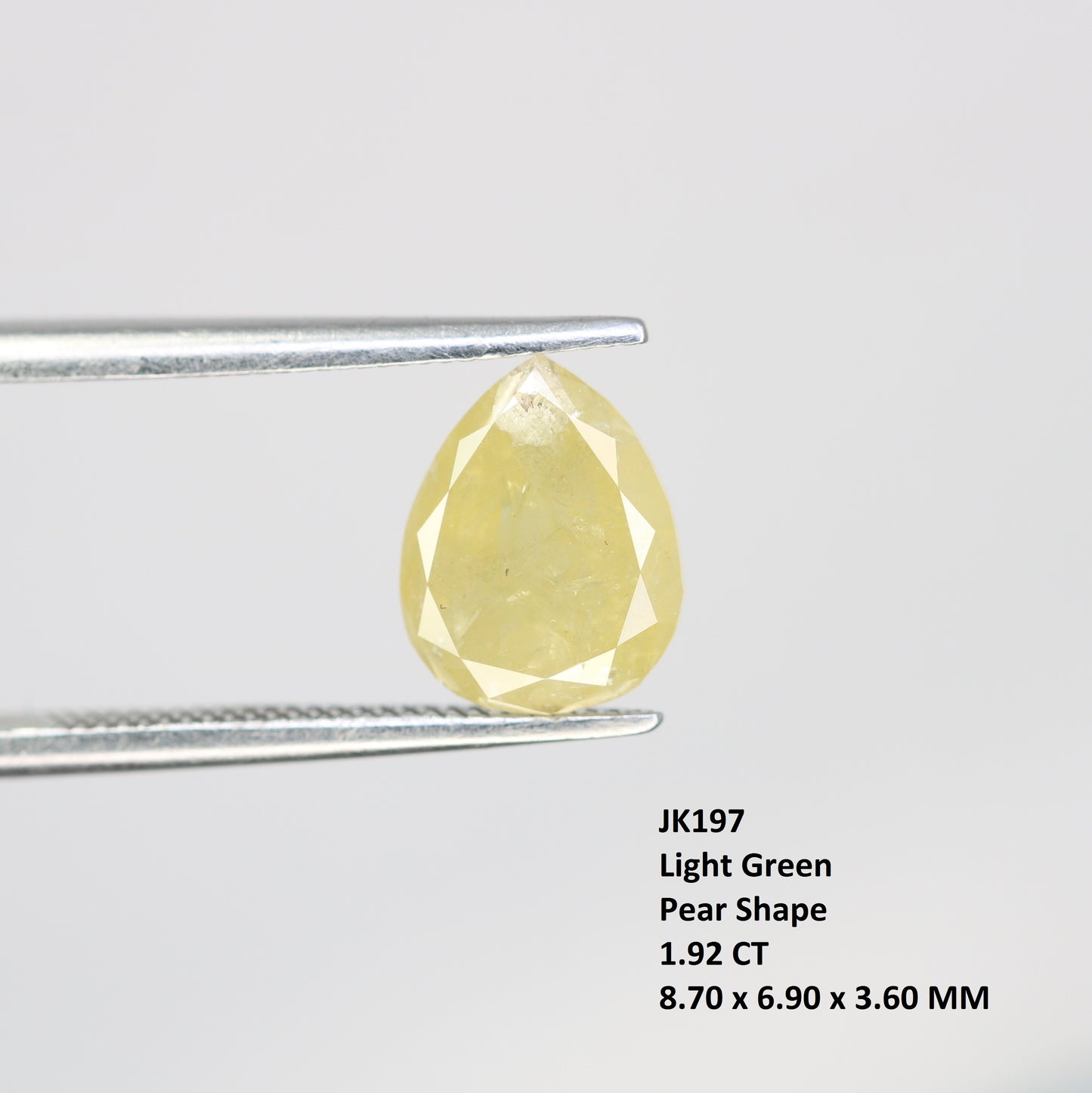 1.92 Carat Pear Shape Loose Natural Light Green Rustic Diamond - JayKrishna Diamond