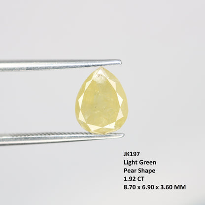 1.92 Carat Pear Shape Loose Natural Light Green Rustic Diamond - JayKrishna Diamond