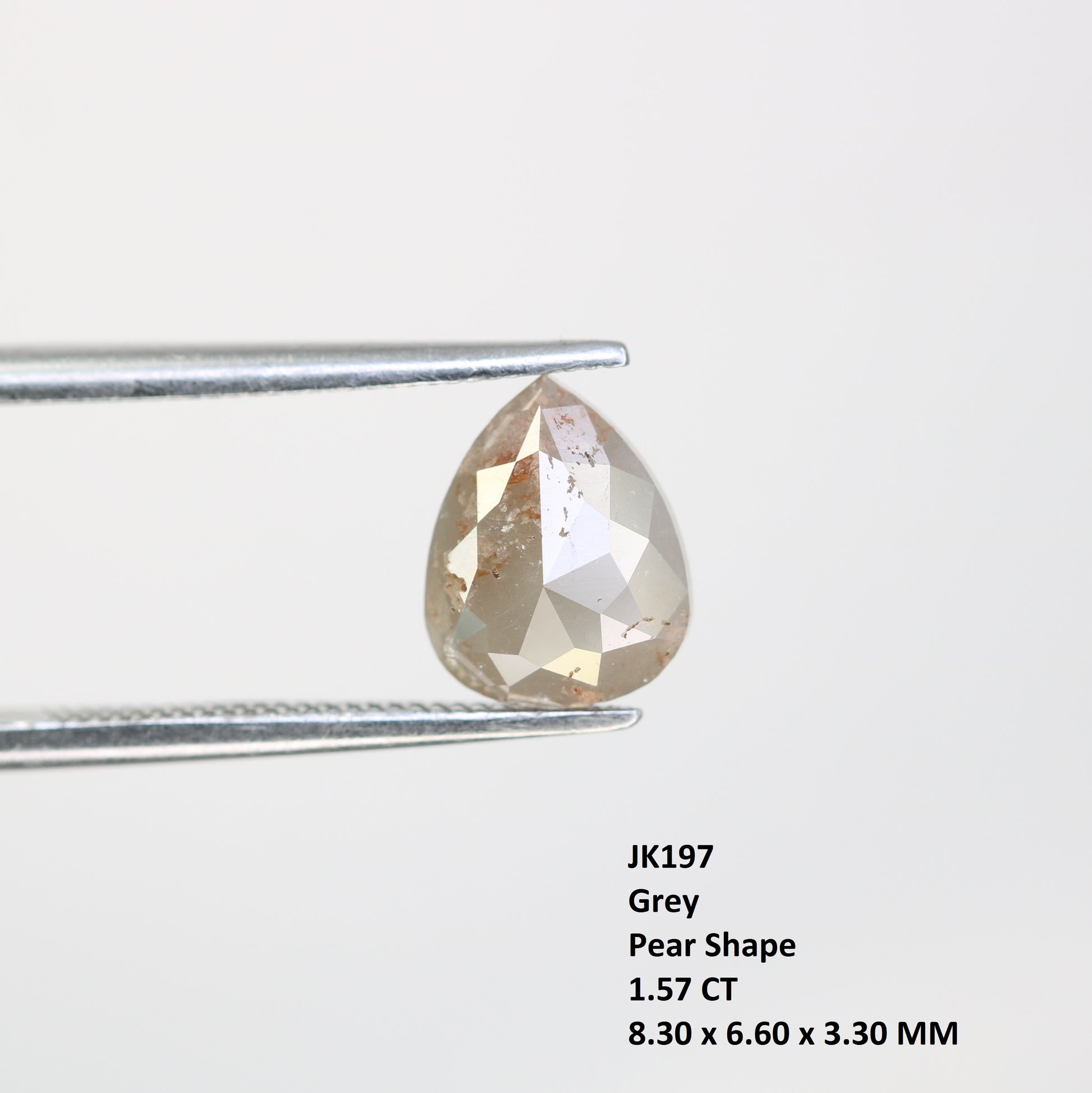 1.57 Carat Natural Loose Grey Pear Shaped Diamond For Wedding Ring - JayKrishna Diamond