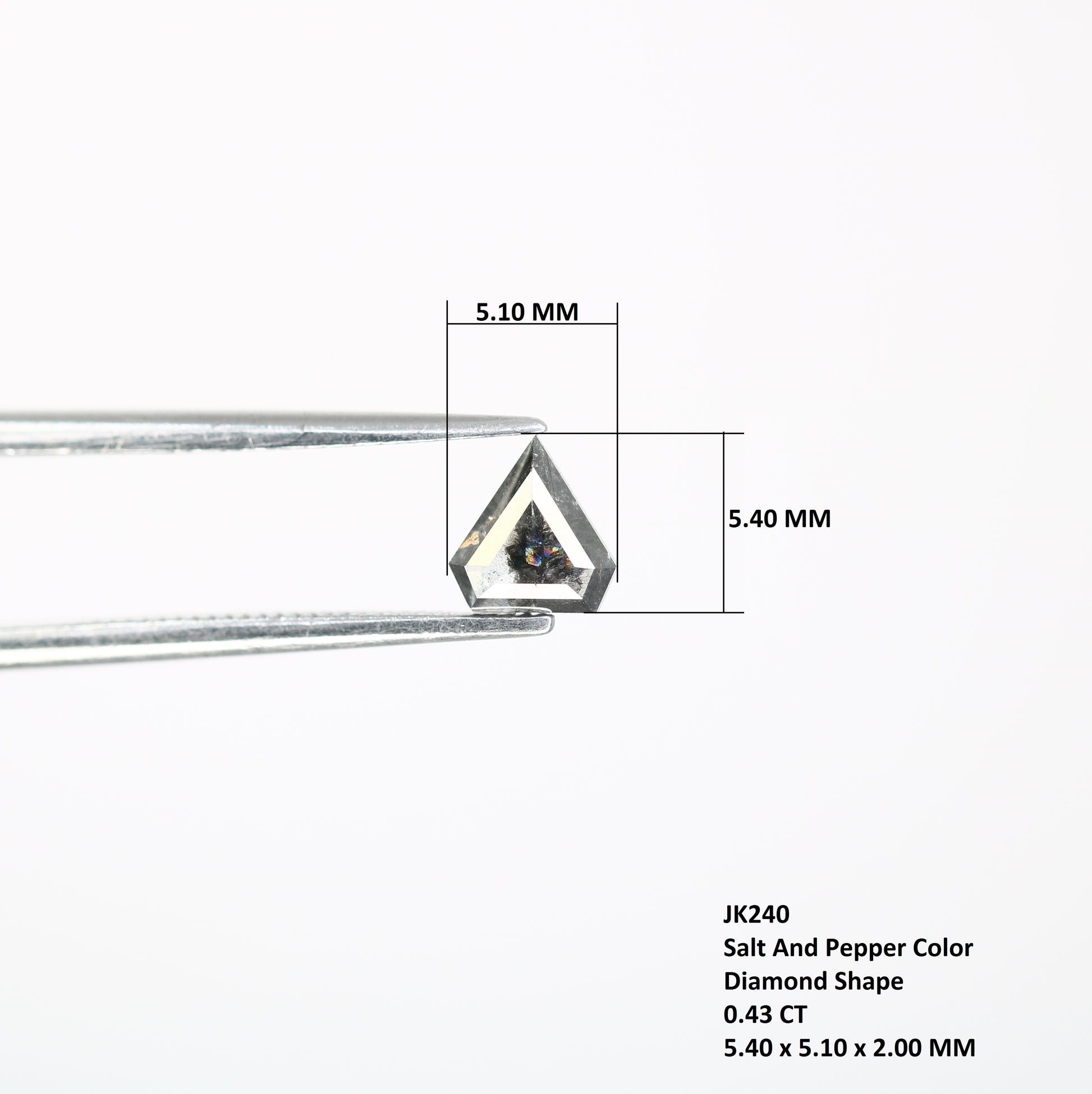 0.43 CT Diamond Shape Loose Salt and Pepper 5.40 MM Diamond for Engagement Ring and Custom Fine Jewelry - JayKrishna Diamond