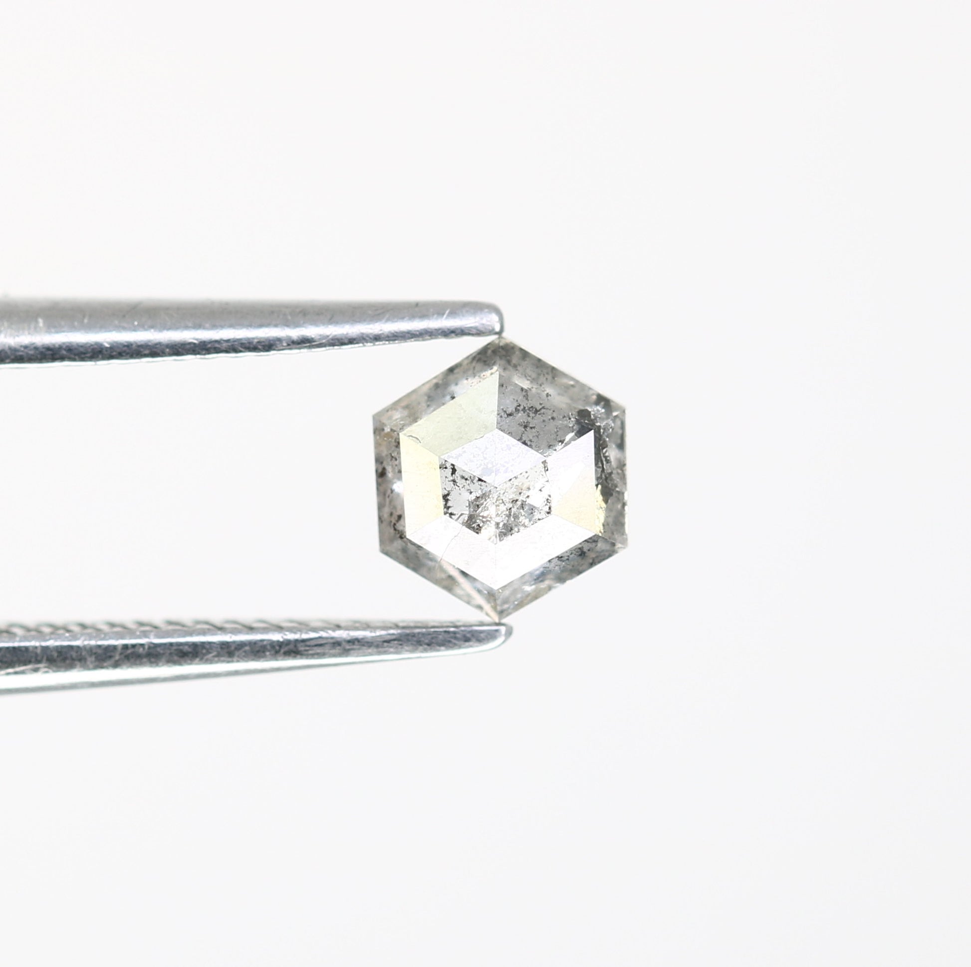 0.44 Carat Hexagon Shape 5.20 MM Salt and Pepper Diamond for Wedding Ring and Custom Artisan Jewelry Design - JayKrishna Diamond