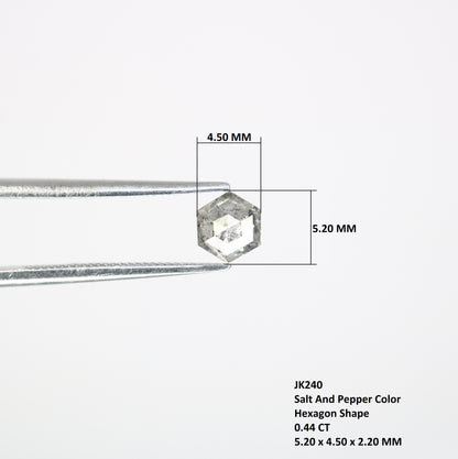 0.44 Carat Hexagon Shape 5.20 MM Salt and Pepper Diamond for Wedding Ring and Custom Artisan Jewelry Design - JayKrishna Diamond