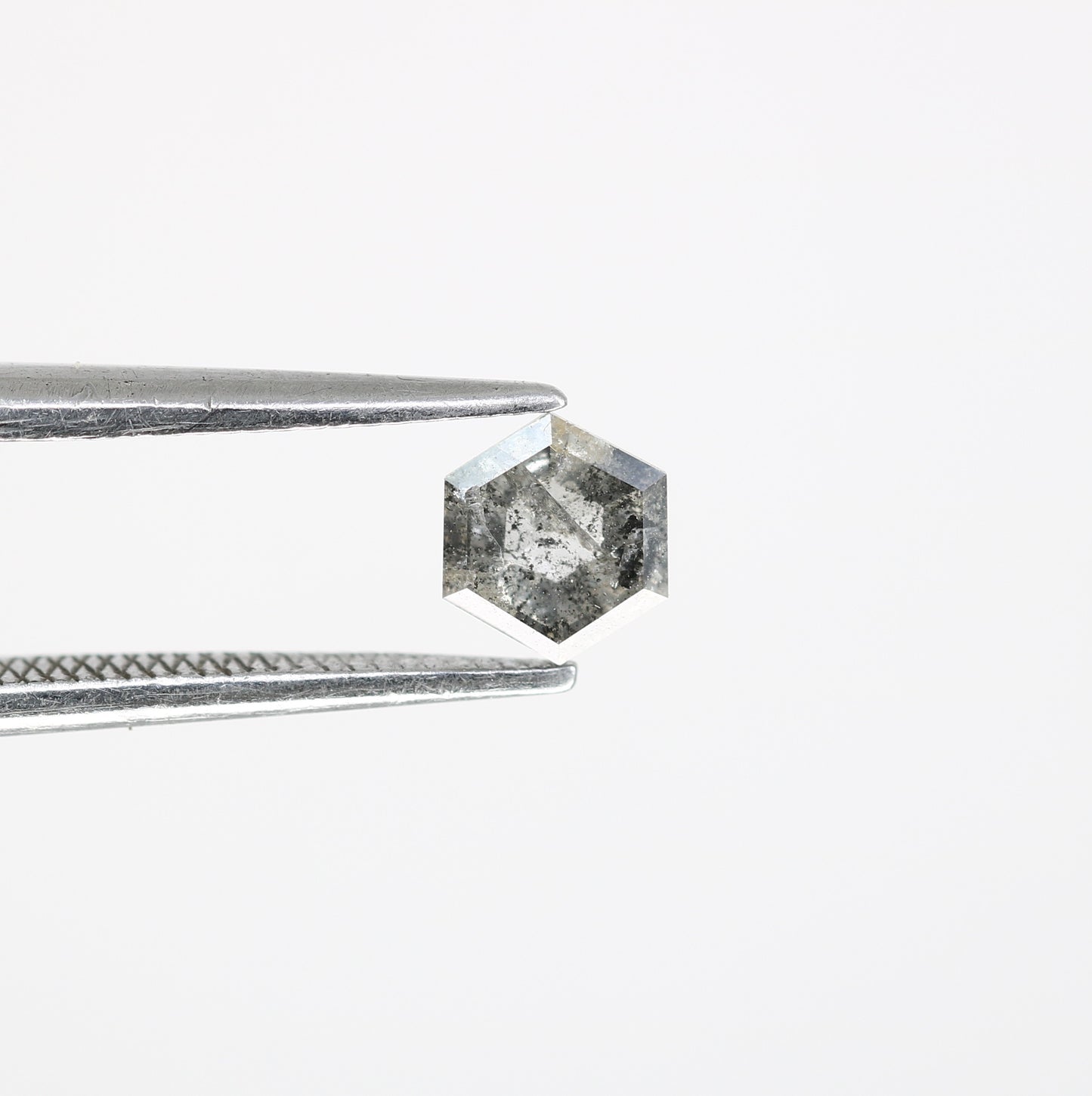 0.44 Carat Hexagon Shape 5.20 MM Salt and Pepper Diamond for Wedding Ring and Custom Artisan Jewelry Design - JayKrishna Diamond