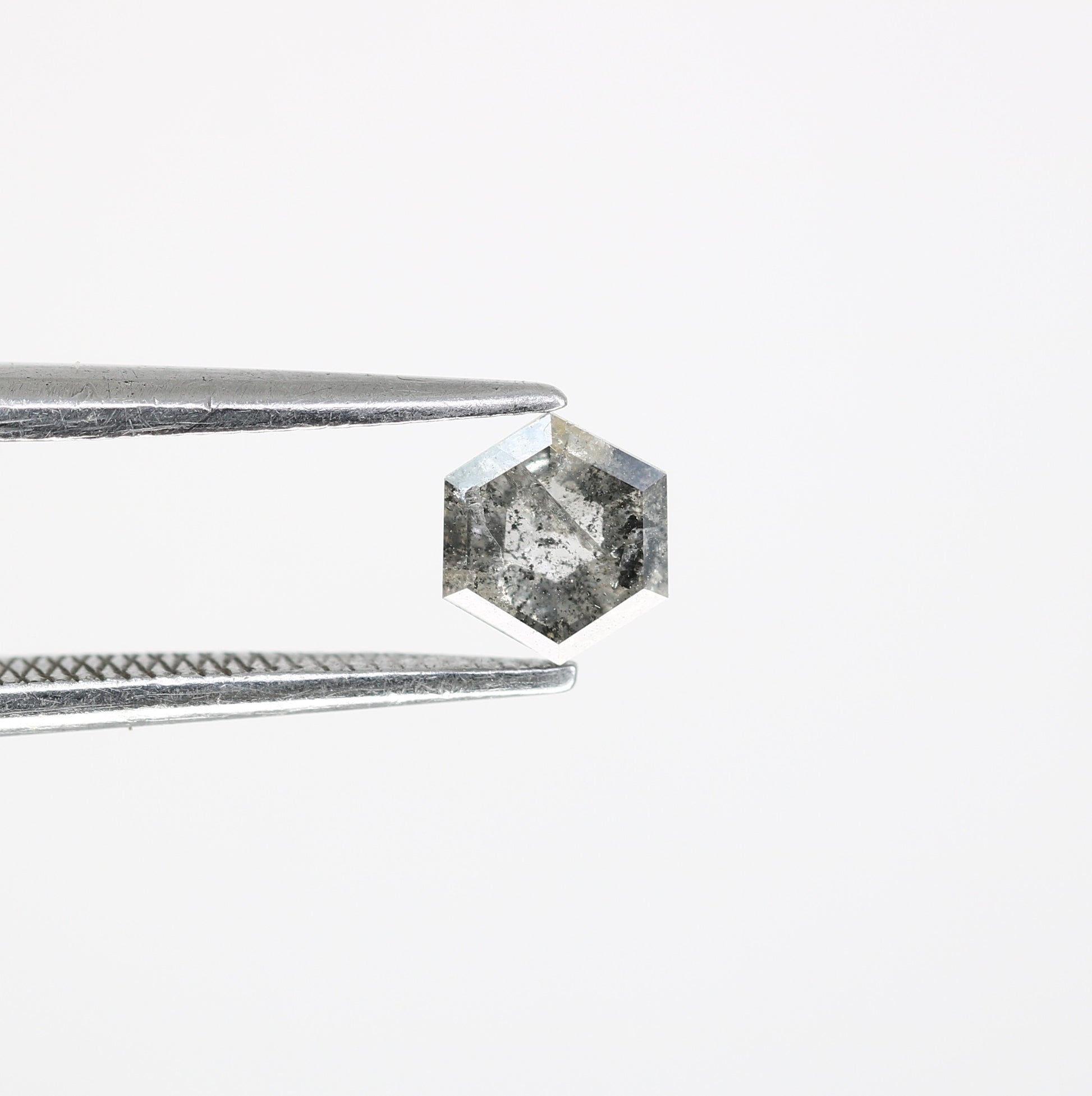 0.44 Carat Hexagon Shape 5.20 MM Salt and Pepper Diamond for Wedding Ring and Custom Artisan Jewelry Design - JayKrishna Diamond