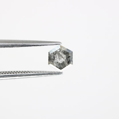 0.44 Carat Hexagon Shape 5.20 MM Salt and Pepper Diamond for Wedding Ring and Custom Artisan Jewelry Design - JayKrishna Diamond