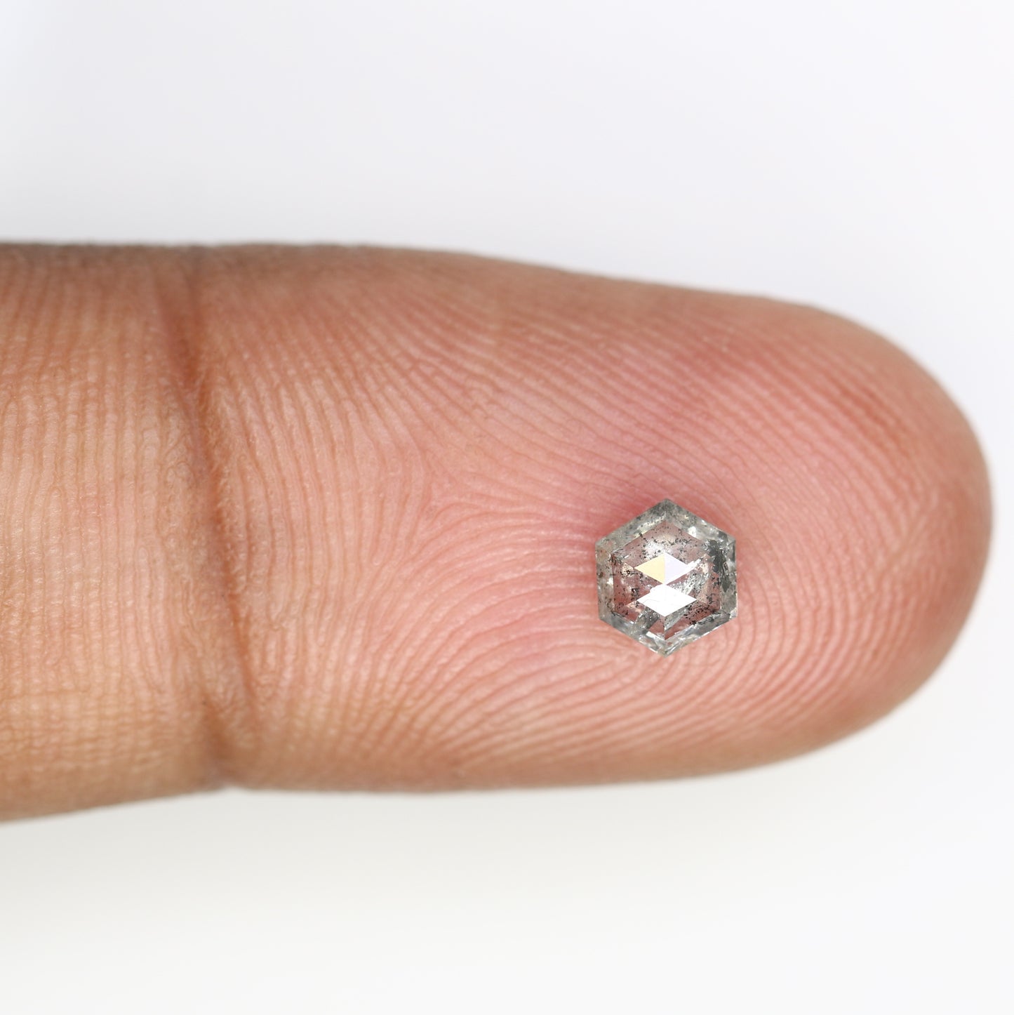 0.44 Carat Hexagon Shape 5.20 MM Salt and Pepper Diamond for Wedding Ring and Custom Artisan Jewelry Design - JayKrishna Diamond