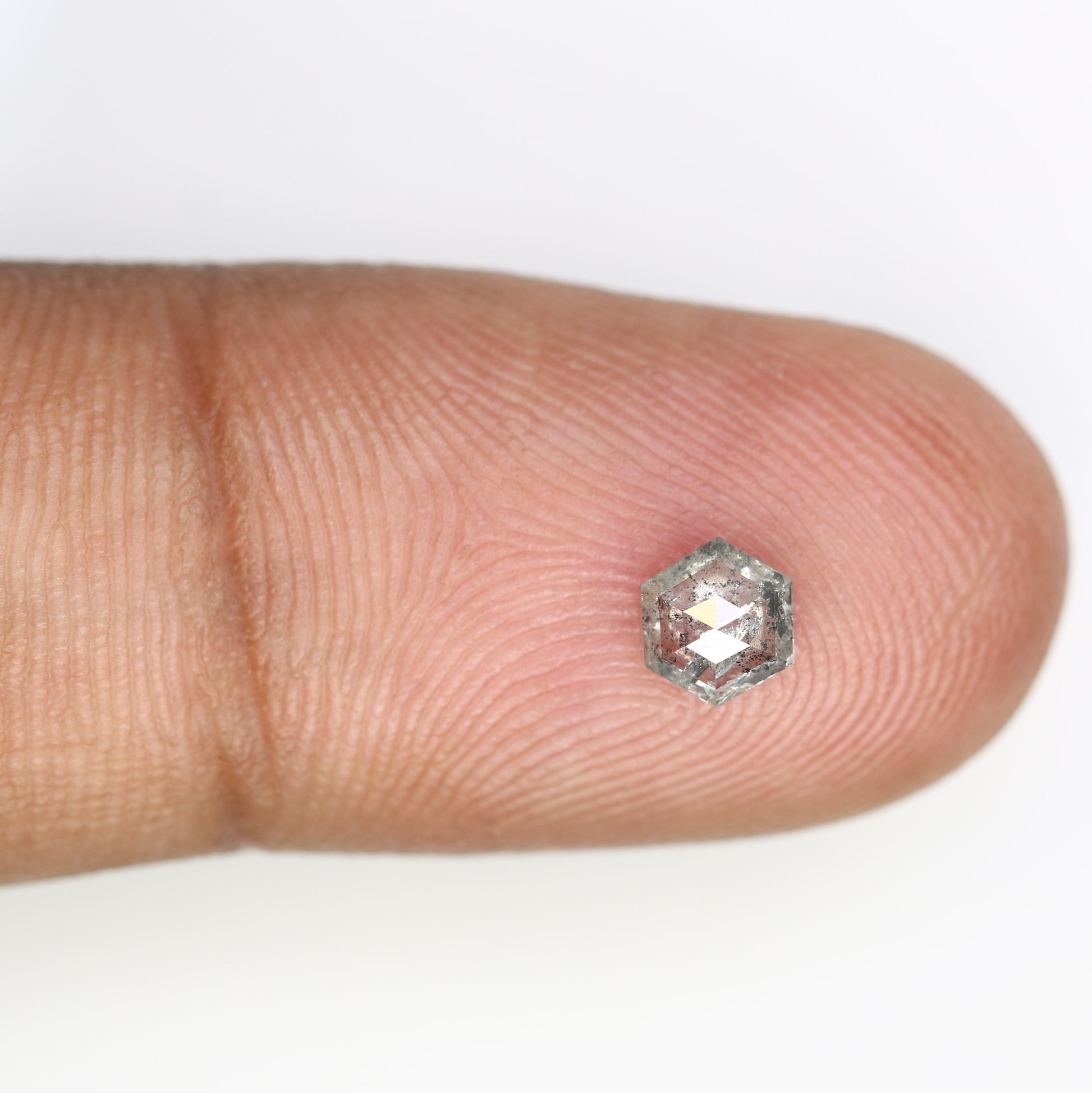 0.44 Carat Hexagon Shape 5.20 MM Salt and Pepper Diamond for Wedding Ring and Custom Artisan Jewelry Design - JayKrishna Diamond