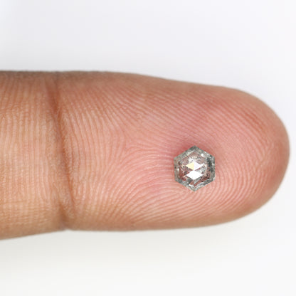 0.44 Carat Hexagon Shape 5.20 MM Salt and Pepper Diamond for Wedding Ring and Custom Artisan Jewelry Design - JayKrishna Diamond