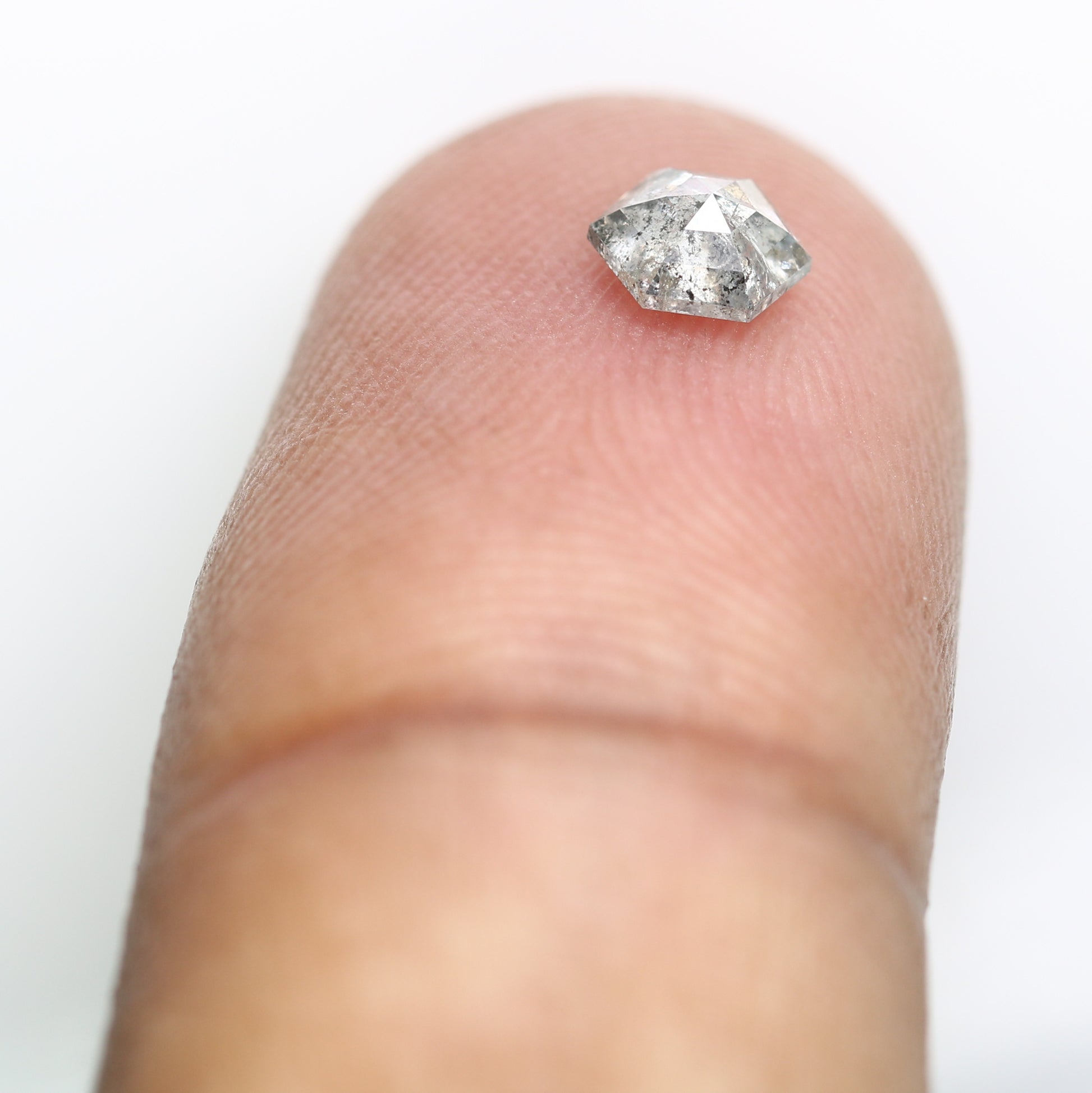 0.44 Carat Hexagon Shape 5.20 MM Salt and Pepper Diamond for Wedding Ring and Custom Artisan Jewelry Design - JayKrishna Diamond