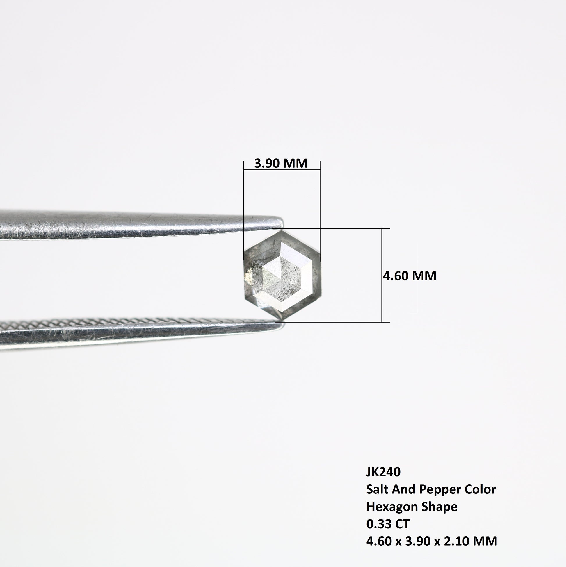 0.33 CT Hexagon Cut Salt and Pepper 4.60 MM Diamond – Perfect for Engagement Rings | Unique Salt and Pepper Hexagon Diamond - JayKrishna Diamond