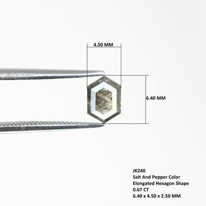 0.67 CT Elongated Hexagon Shape 6.40 MM Salt and Pepper Diamond for Engagement Ring - Unique Gemstone for Custom Bridal Jewelry Designs - JayKrishna Diamond