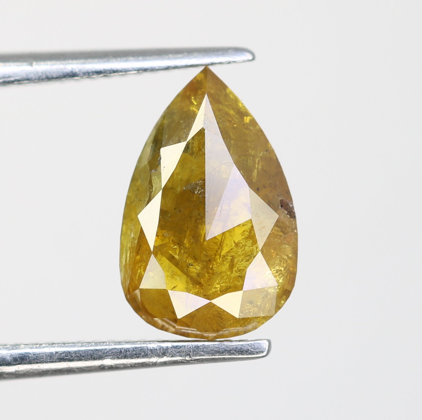 1.31 Carat Natural Green Rustic Pear Shape Diamond For Wedding Ring - JayKrishna Diamond