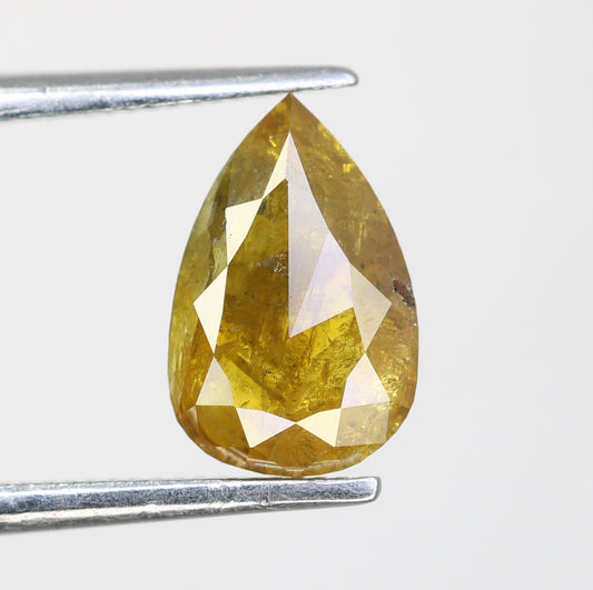 1.31 Carat Natural Green Rustic Pear Shape Diamond For Wedding Ring - JayKrishna Diamond
