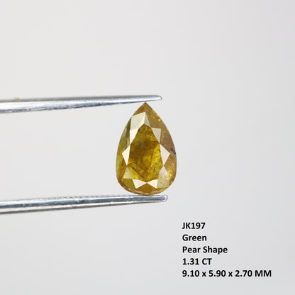1.31 Carat Natural Green Rustic Pear Shape Diamond For Wedding Ring - JayKrishna Diamond