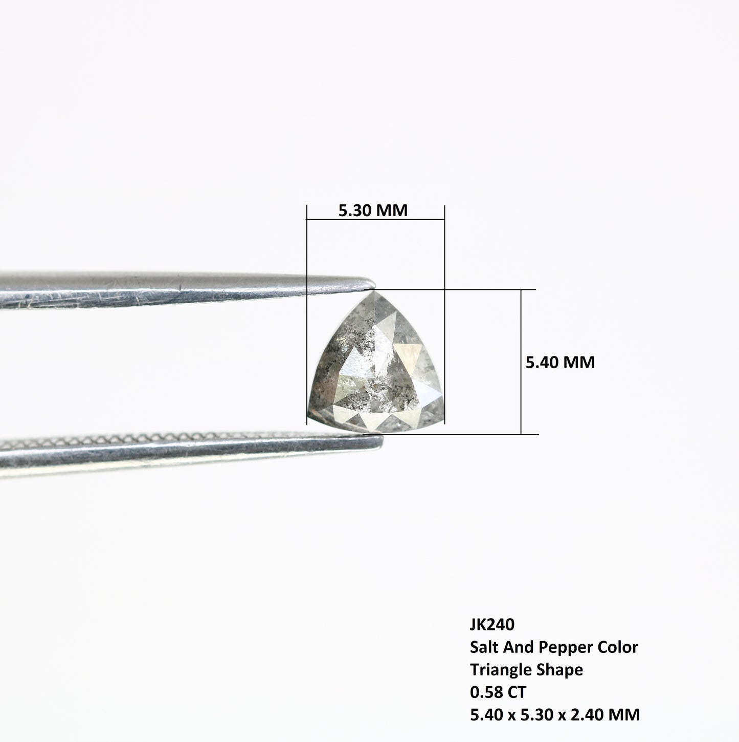 0.58 CT Triangle-Shaped Salt and Pepper Diamond – Unique Loose Gem for Meaningful Promise Rings - JayKrishna Diamond