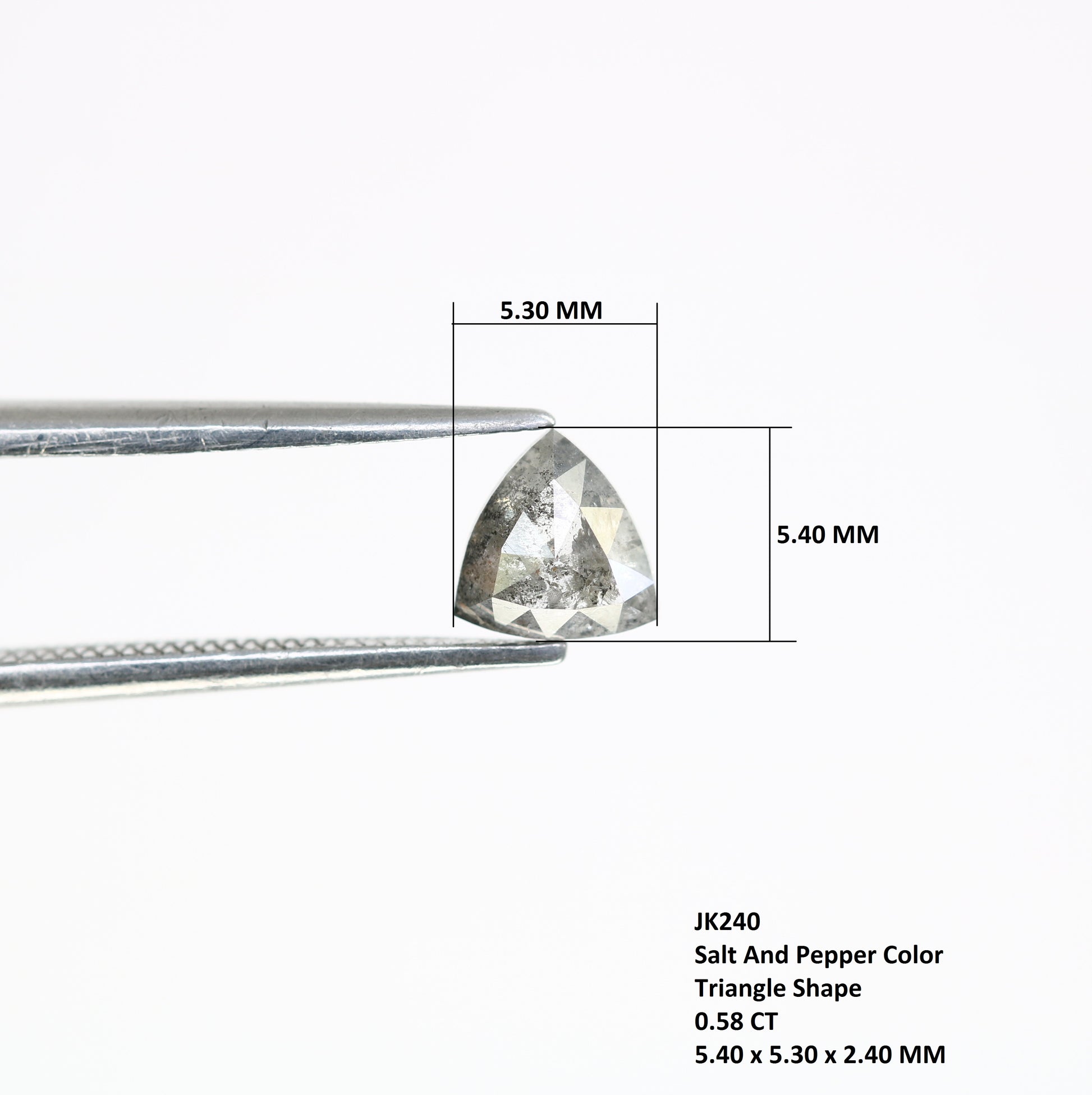 0.58 CT Triangle-Shaped Salt and Pepper Diamond – Unique Loose Gem for Meaningful Promise Rings - JayKrishna Diamond