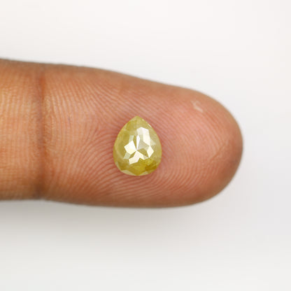 1.74 Carat Pear Cut Loose Natural Rustic Green Diamond For Engagement Ring - JayKrishna Diamond