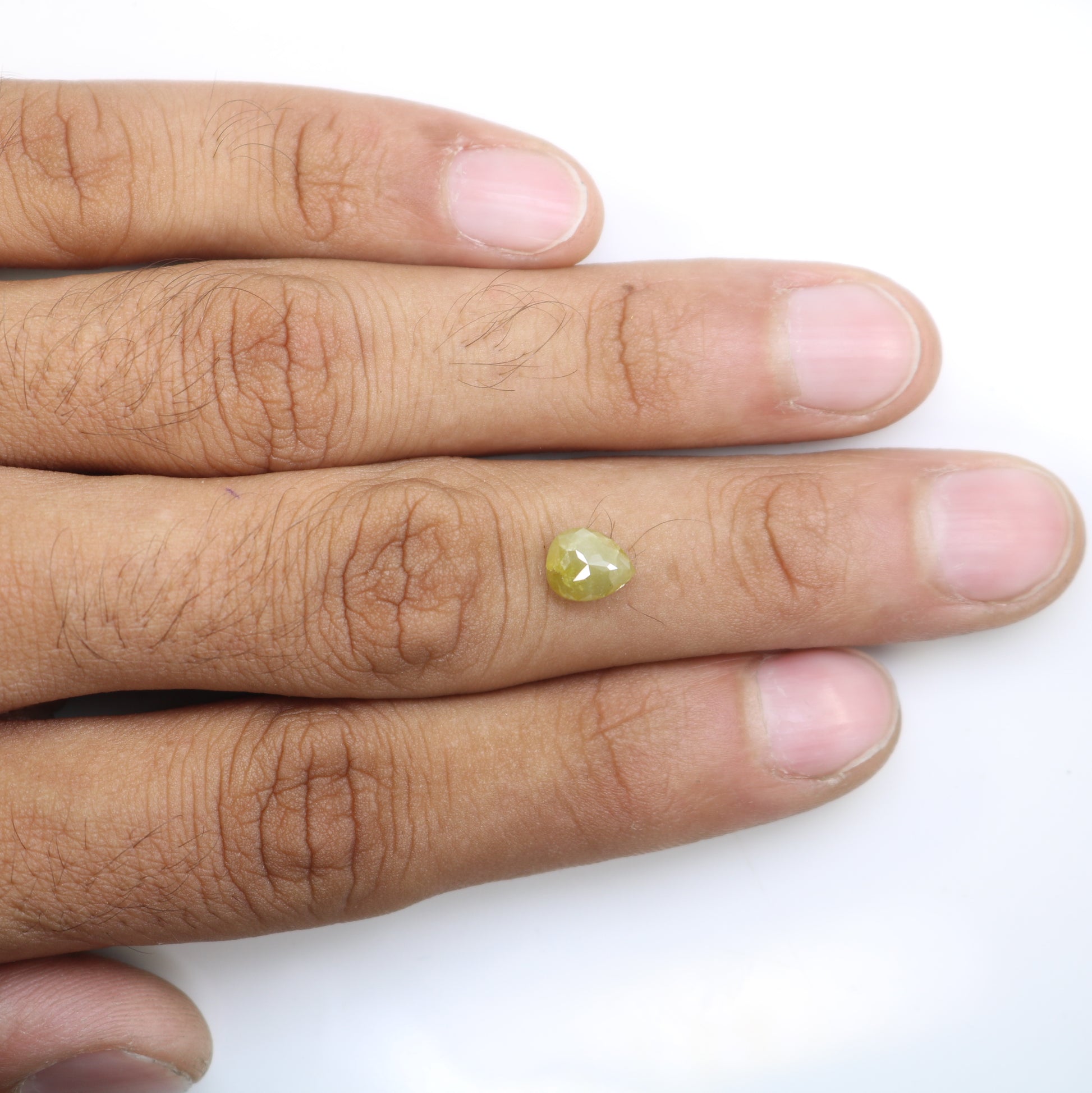 1.74 Carat Pear Cut Loose Natural Rustic Green Diamond For Engagement Ring - JayKrishna Diamond