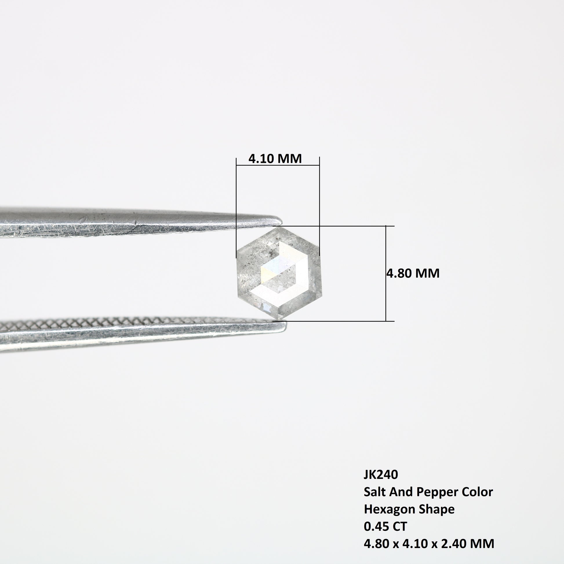 0.45 CT Salt and Pepper 4.80 MM Hexagon Shape Diamond for Designer Jewelry and Custom Fine Jewelry Design - JayKrishna Diamond