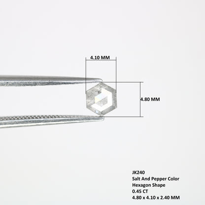 0.45 CT Salt and Pepper 4.80 MM Hexagon Shape Diamond for Designer Jewelry and Custom Fine Jewelry Design - JayKrishna Diamond