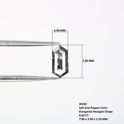 0.63 CT Elongated Hexagon Shape Salt and Pepper Diamond (7.80 MM) for a Striking Engagement Ring: Distinctive Gemstone Jewelry Piece - JayKrishna Diamond