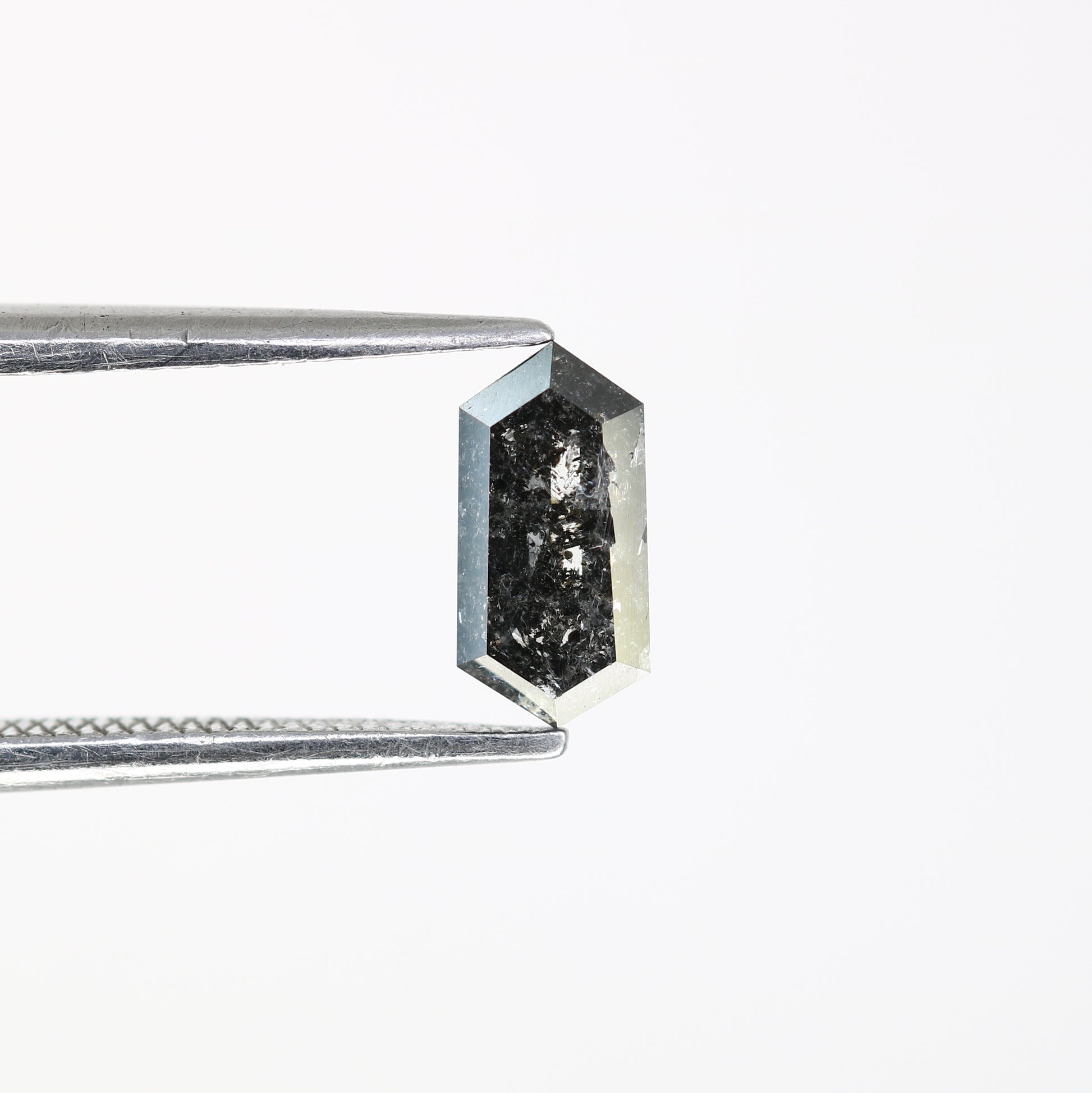 0.63 CT Elongated Hexagon Shape Salt and Pepper Diamond (7.80 MM) for a Striking Engagement Ring: Distinctive Gemstone Jewelry Piece - JayKrishna Diamond