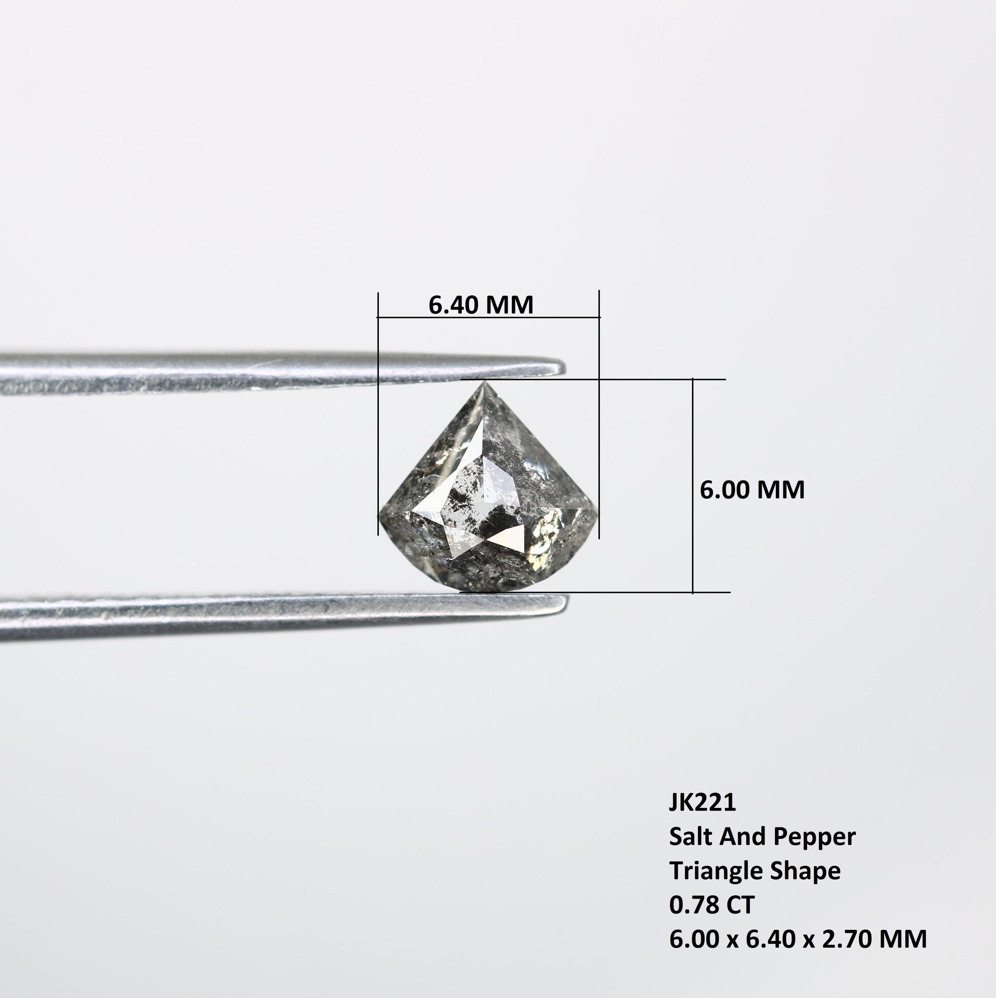 0.78 CT Triangle Shape Salt And Pepper Diamond For Engagement Ring - JayKrishna Diamond