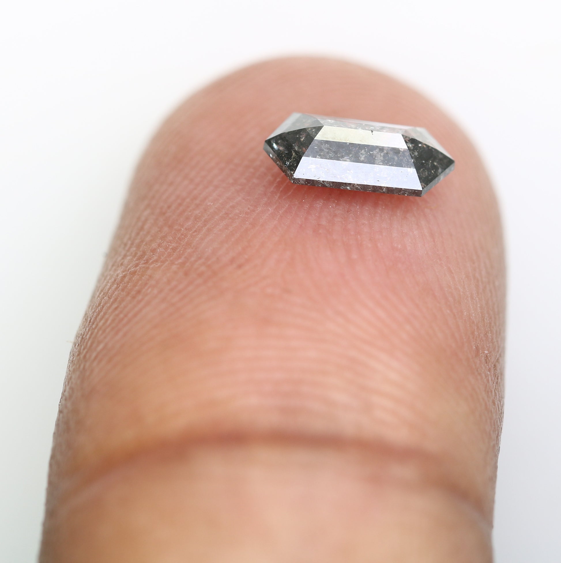 0.63 CT Elongated Hexagon Shape Salt and Pepper Diamond (7.80 MM) for a Striking Engagement Ring: Distinctive Gemstone Jewelry Piece - JayKrishna Diamond