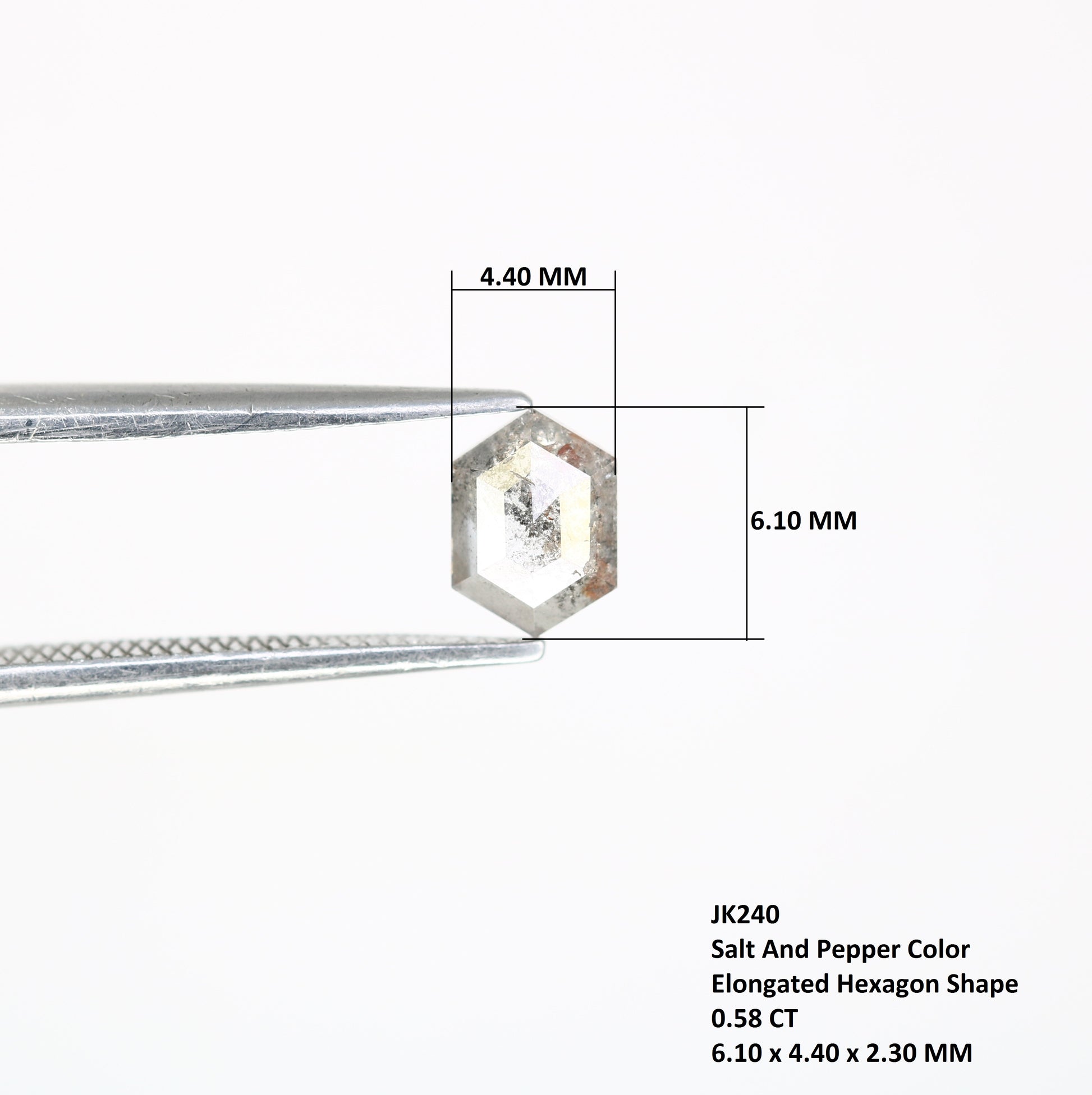 0.58 CT Elongated Hexagon Shape 6.10 MM Salt And Pepper Diamond For Engagement Ring - JayKrishna Diamond