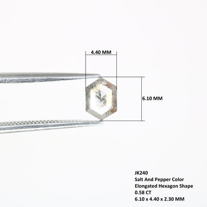 0.58 CT Elongated Hexagon Shape 6.10 MM Salt And Pepper Diamond For Engagement Ring - JayKrishna Diamond