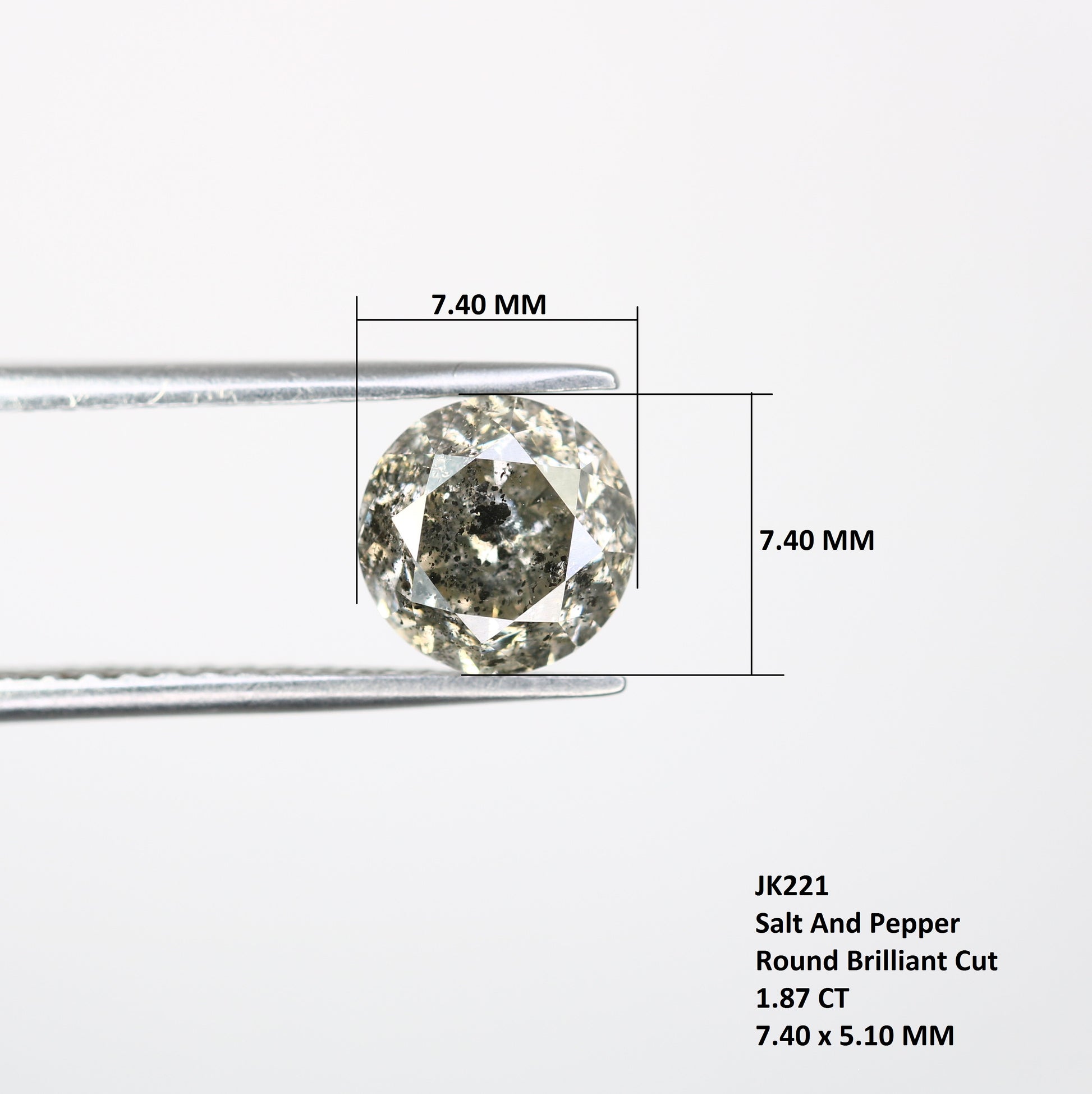 1.87 CT Round Brilliant Cut Salt And Pepper Diamond For Engagement Ring - JayKrishna Diamond