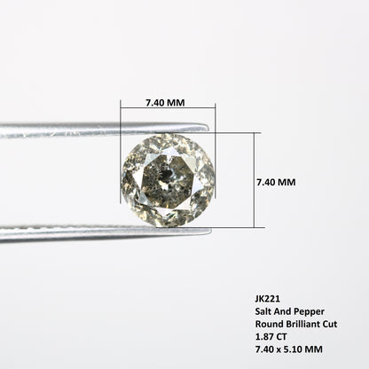 1.87 CT Round Brilliant Cut Salt And Pepper Diamond For Engagement Ring - JayKrishna Diamond