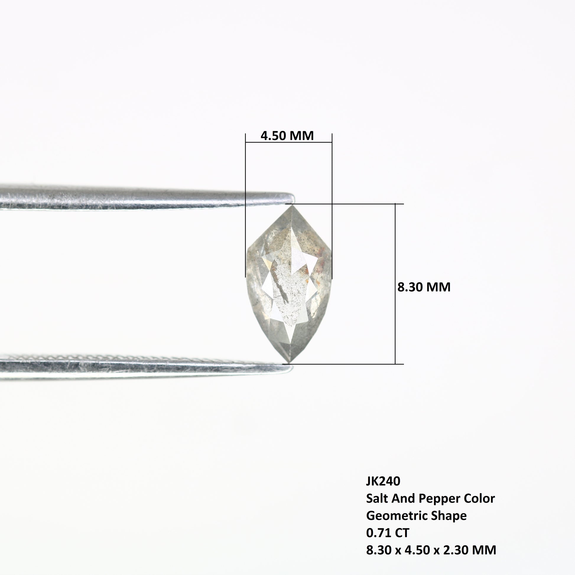 0.71 Carat Geometric Shape 8.30 MM Salt And Pepper Diamond For Wedding Ring - JayKrishna Diamond