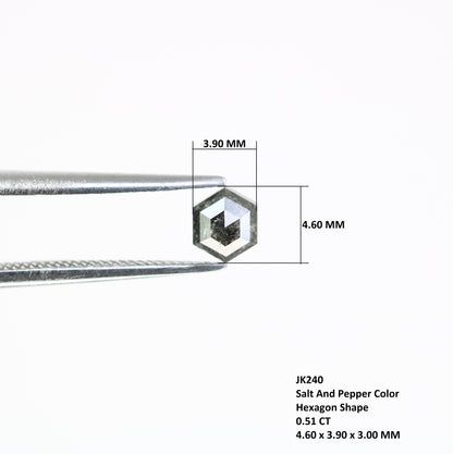 0.51 CT 4.60 MM Hexagon Cut Loose Salt And Pepper Diamond For Engagement Ring - JayKrishna Diamond
