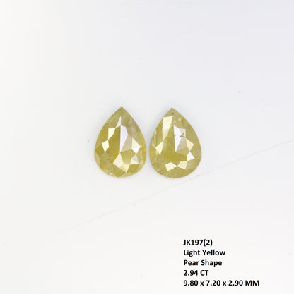 2.94 Carat Natural Yellow Rustic Diamond Pair Fancy Pear Shaped Diamond - JayKrishna Diamond