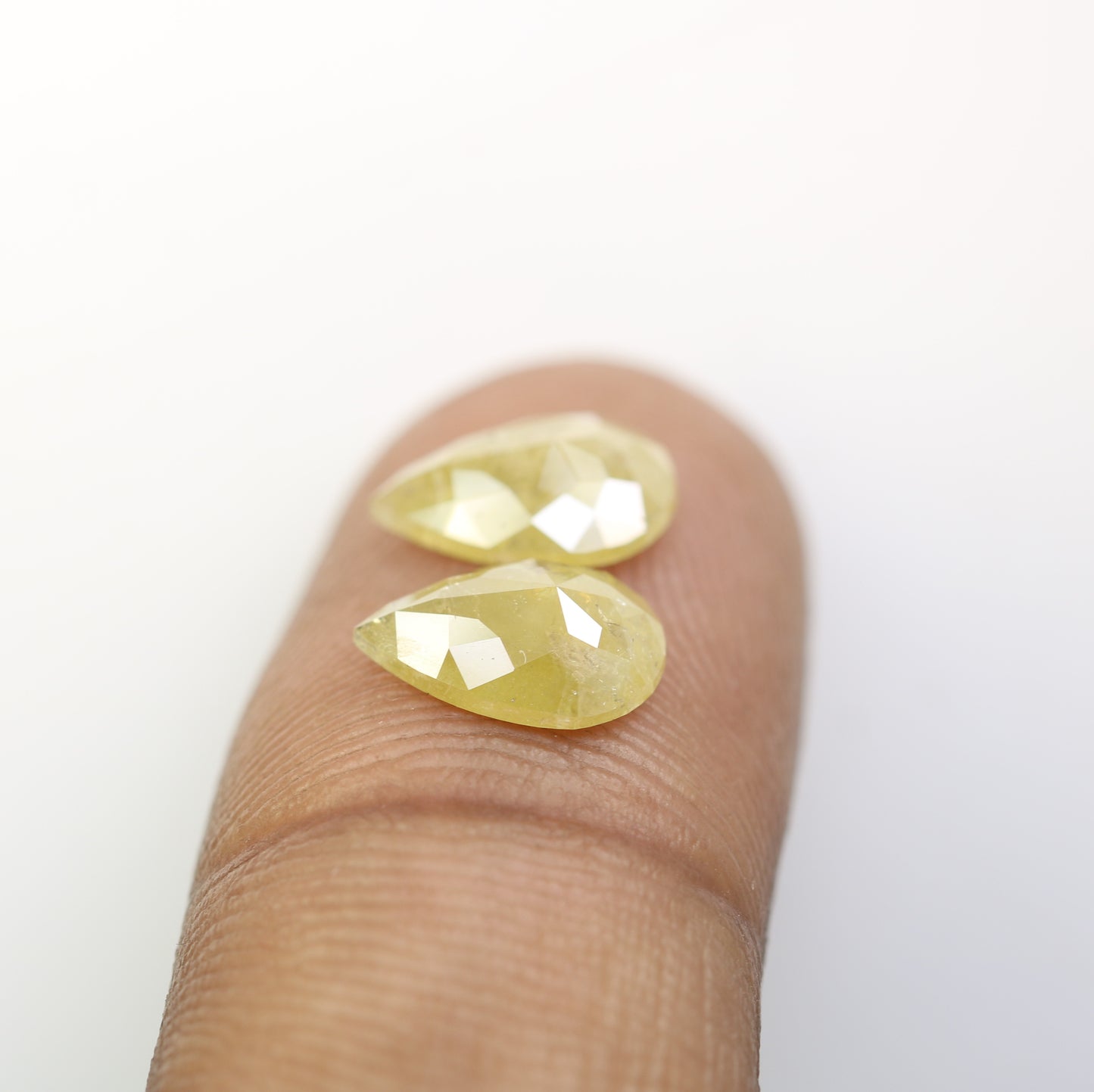 2.94 Carat Natural Yellow Rustic Diamond Pair Fancy Pear Shaped Diamond - JayKrishna Diamond