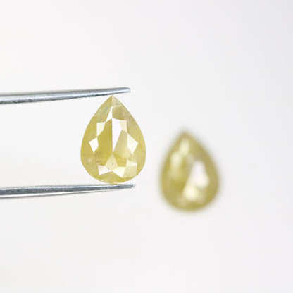 2.94 Carat Natural Yellow Rustic Diamond Pair Fancy Pear Shaped Diamond - JayKrishna Diamond