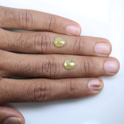 2.94 Carat Natural Yellow Rustic Diamond Pair Fancy Pear Shaped Diamond - JayKrishna Diamond