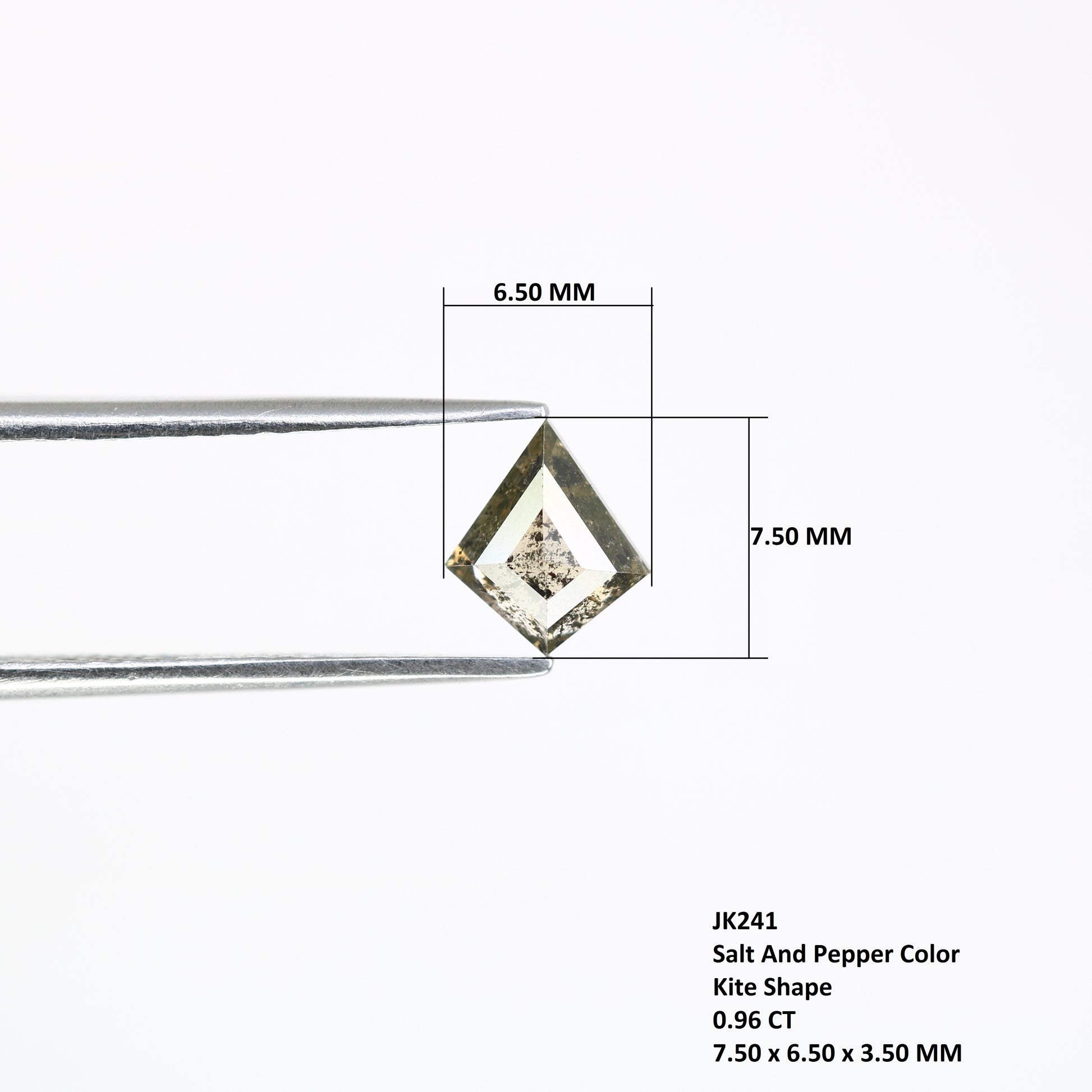 0.96 CT Salt And Pepper Kite Shaped Loose Diamond Ring - JayKrishna Diamond